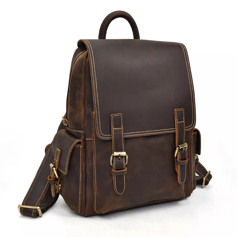 Retro Leather Small Travel Backpack