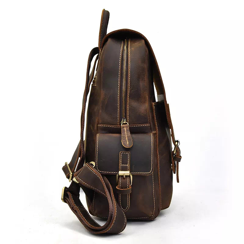 Retro Leather Small Travel Backpack