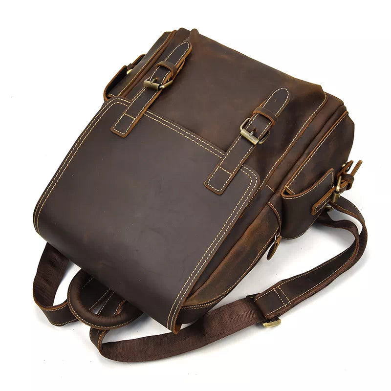 Retro Leather Small Travel Backpack