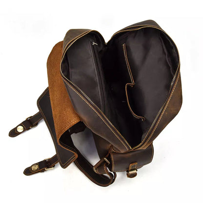 Retro Leather Small Travel Backpack