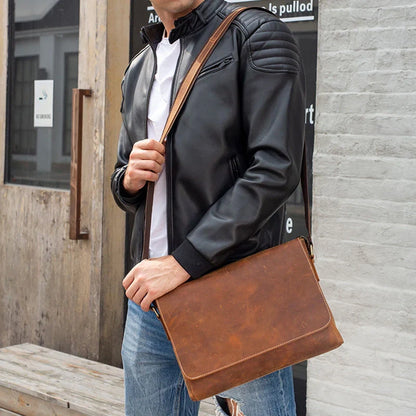 Leather Laptop Crossbody Shoulder Bag