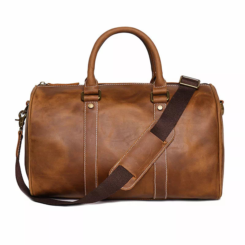 Rustic Leather Weekender Duffle Bag