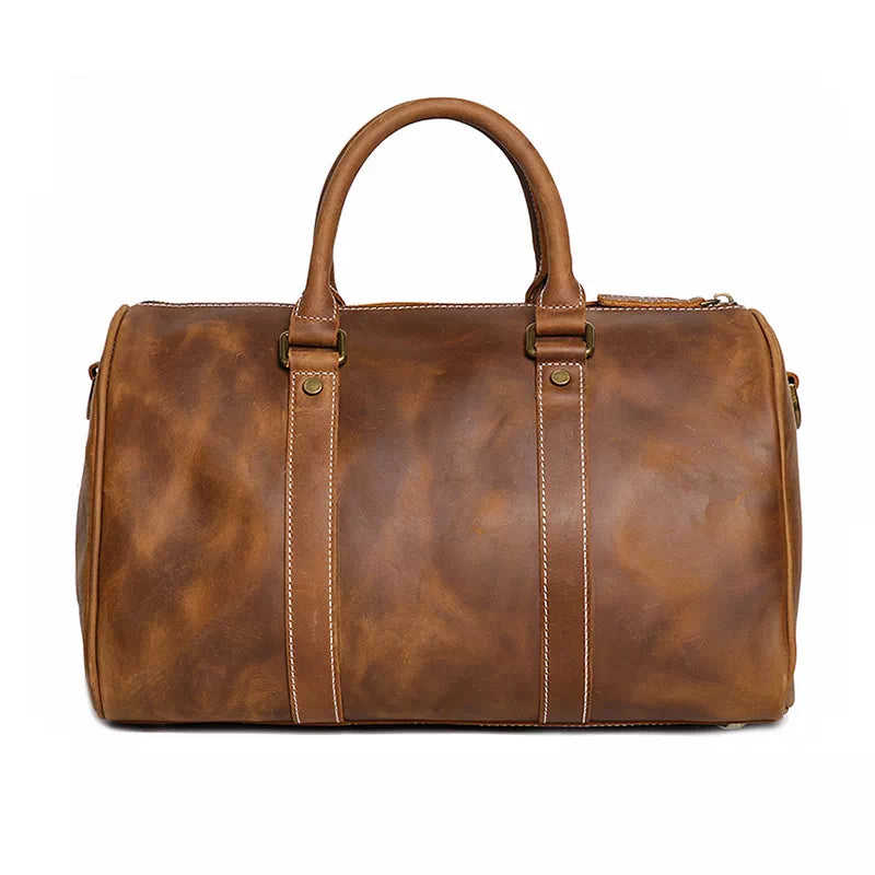 Rustic Leather Weekender Duffle Bag