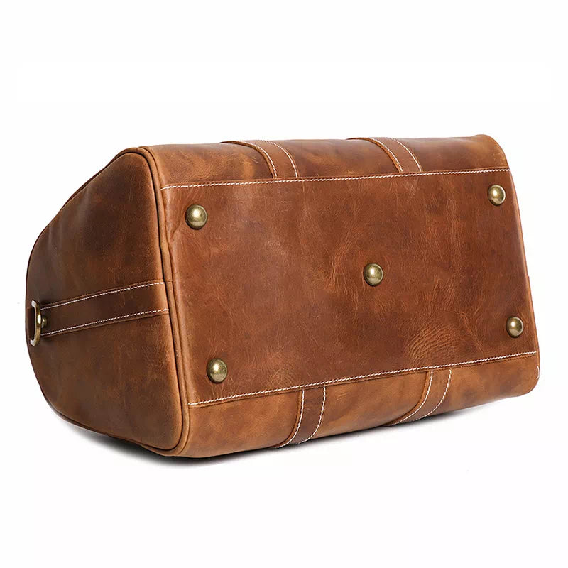 Rustic Leather Weekender Duffle Bag