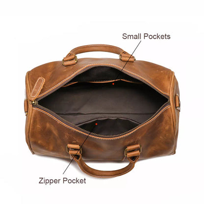 Rustic Leather Weekender Duffle Bag