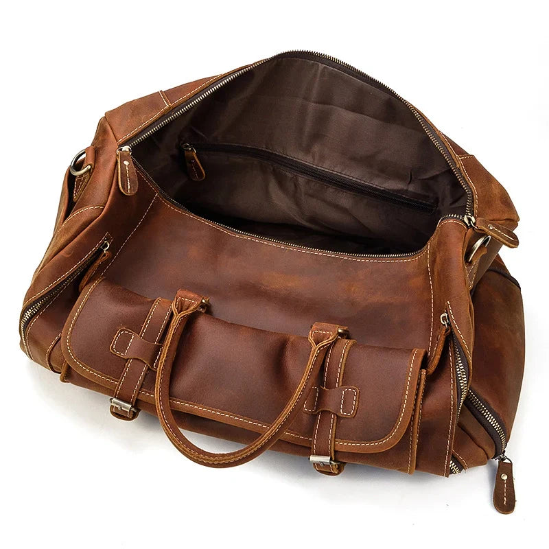 Adventure Leather Weekender Duffle Bag