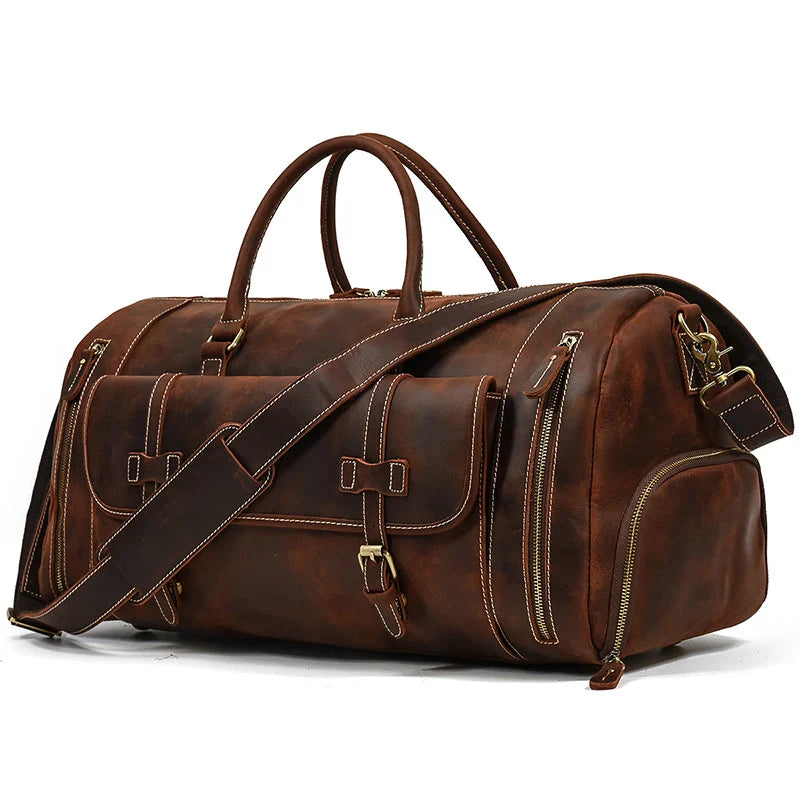 Adventure Leather Weekender Duffle Bag