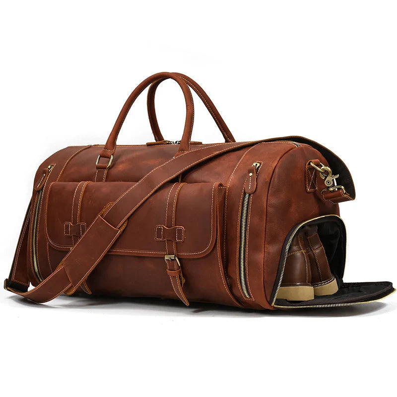 Adventure Leather Weekender Duffle Bag