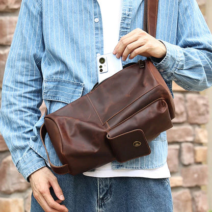 Vintage Cylinder Leather Crossbody Bag