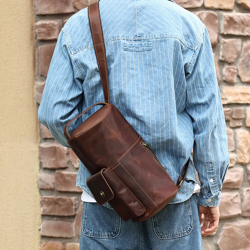 Vintage Cylinder Leather Crossbody Bag