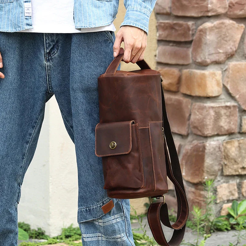 Vintage Cylinder Leather Crossbody Bag