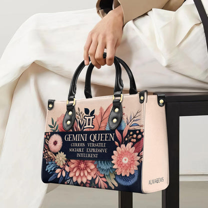 Zodiac Queen Flowers 10 - Personalized Custom Leather Handbag - queen10flowers