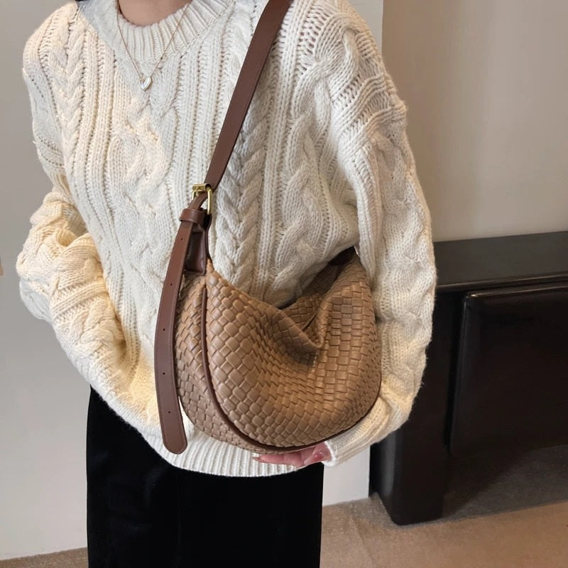 Woven Half Moon Bag