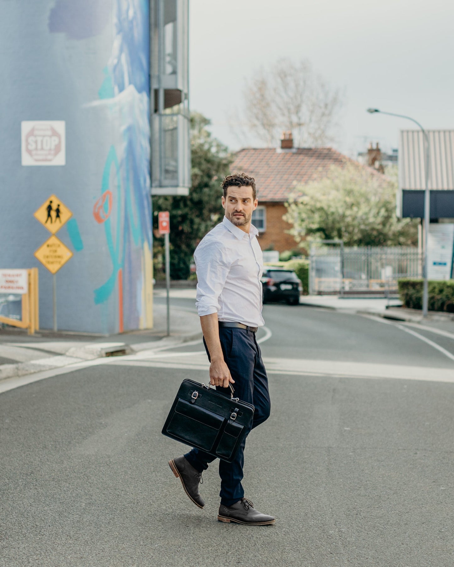 Munich Brown - Double Compartment Leather Briefcase