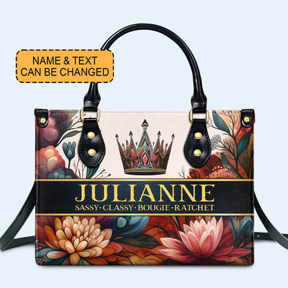 Queen Flowers - New - Personalized Custom Leather Handbag - queen02flowers