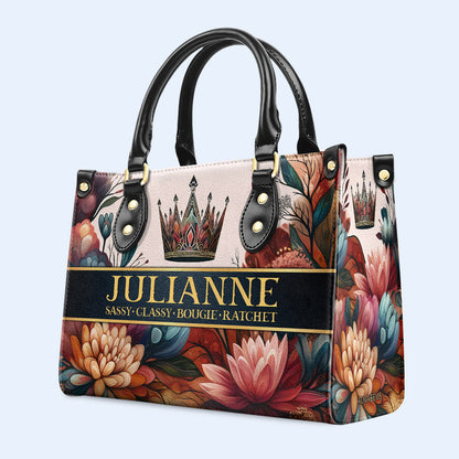 Queen Flowers - New - Personalized Custom Leather Handbag - queen02flowers