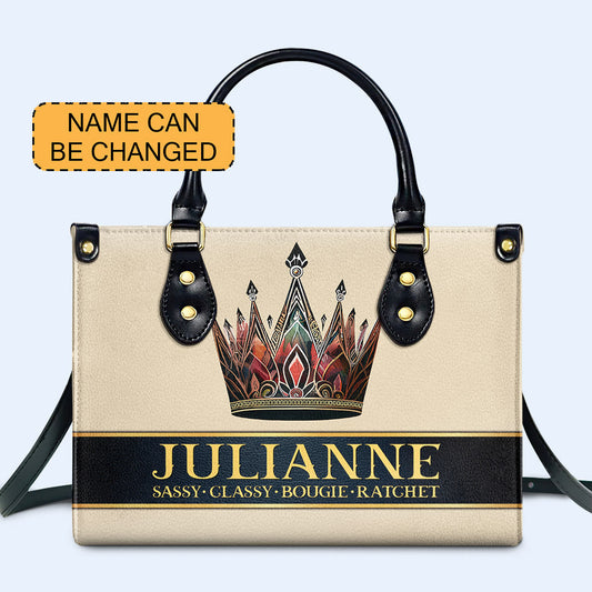 Queen Beige - New - Personalized Custom Leather Handbag - queen02beige