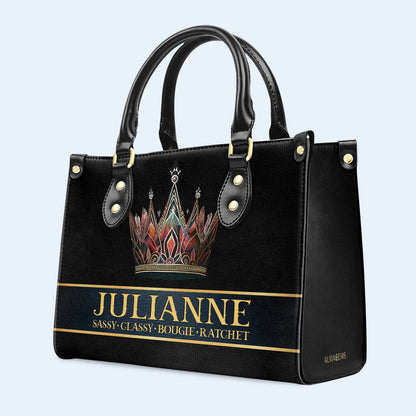 Queen Black - New - Personalized Custom Leather Handbag - queen02black