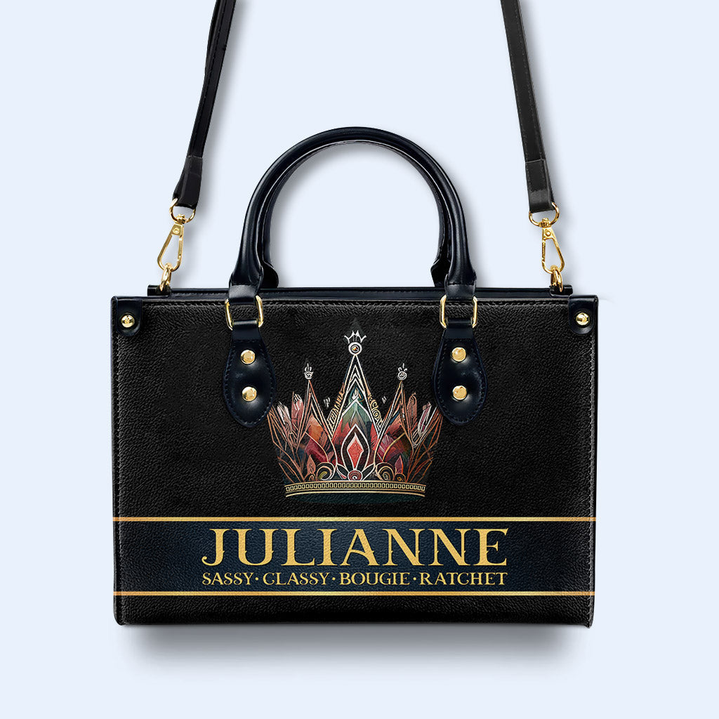 Queen Black - New - Personalized Custom Leather Handbag - queen02black