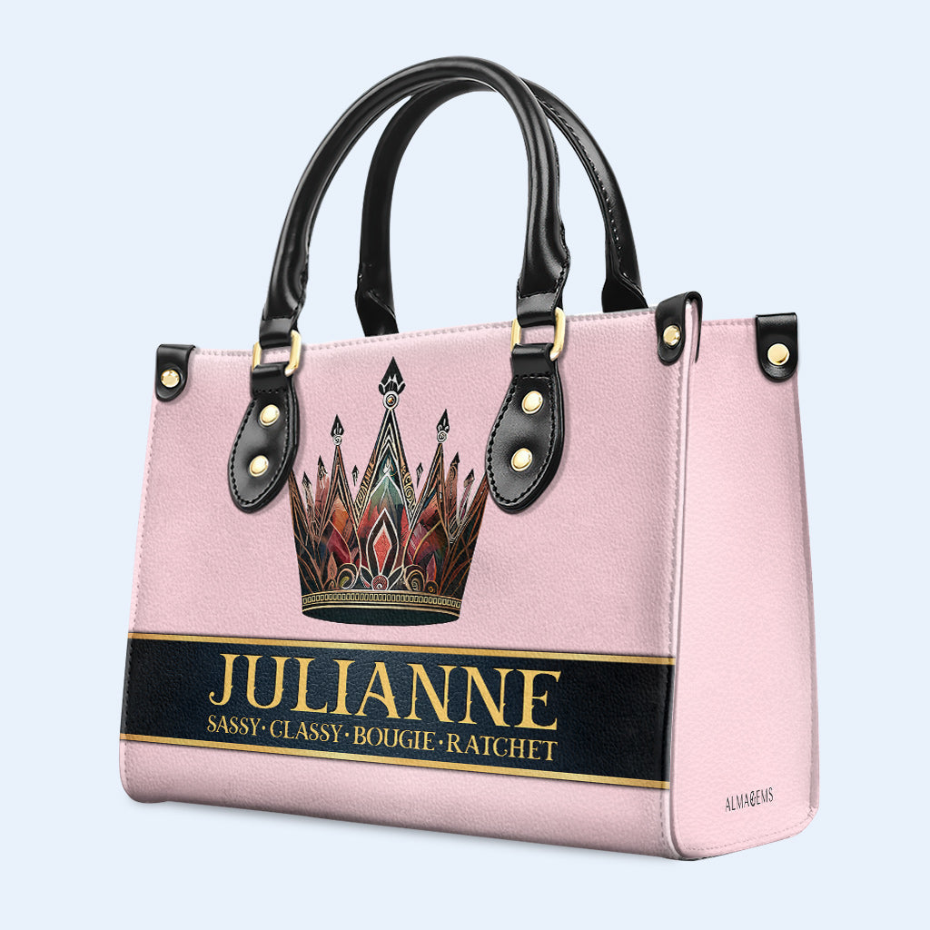 Queen Pink - New - Personalized Custom Leather Handbag - queen02pink