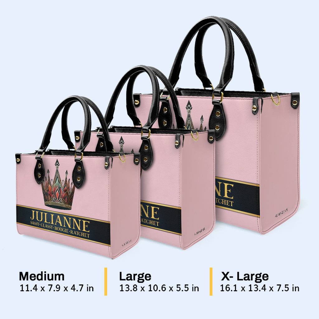 Queen Pink - New - Personalized Custom Leather Handbag - queen02pink