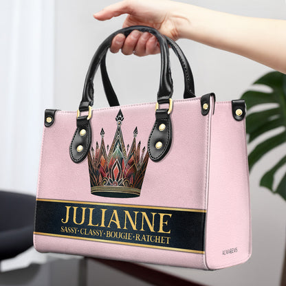 Queen Pink - New - Personalized Custom Leather Handbag - queen02pink