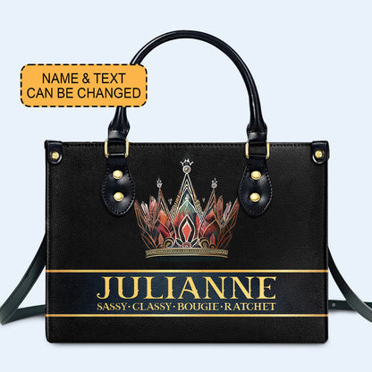 Queen Black - New - Personalized Custom Leather Handbag - queen02black