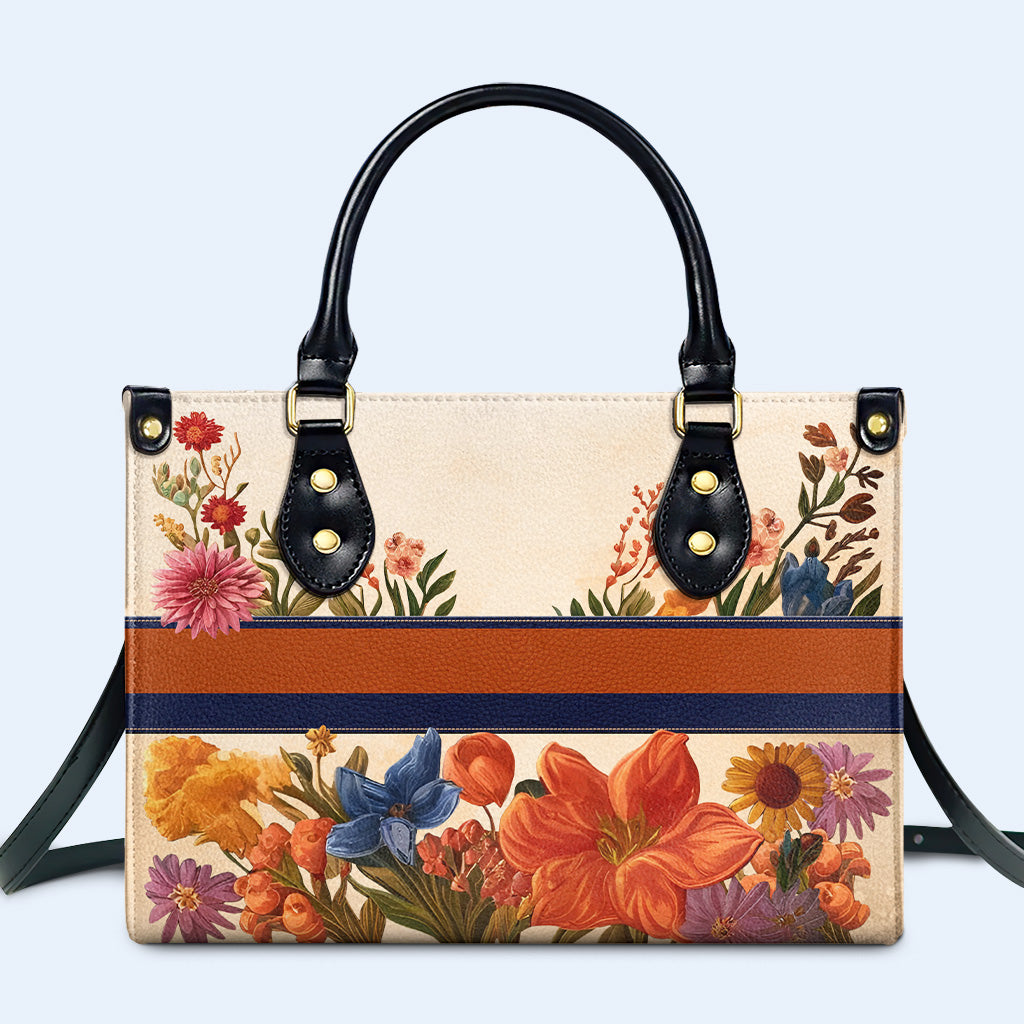 Zodiac Queen Flowers - Personalized Custom Leather Handbag - queen06flowers