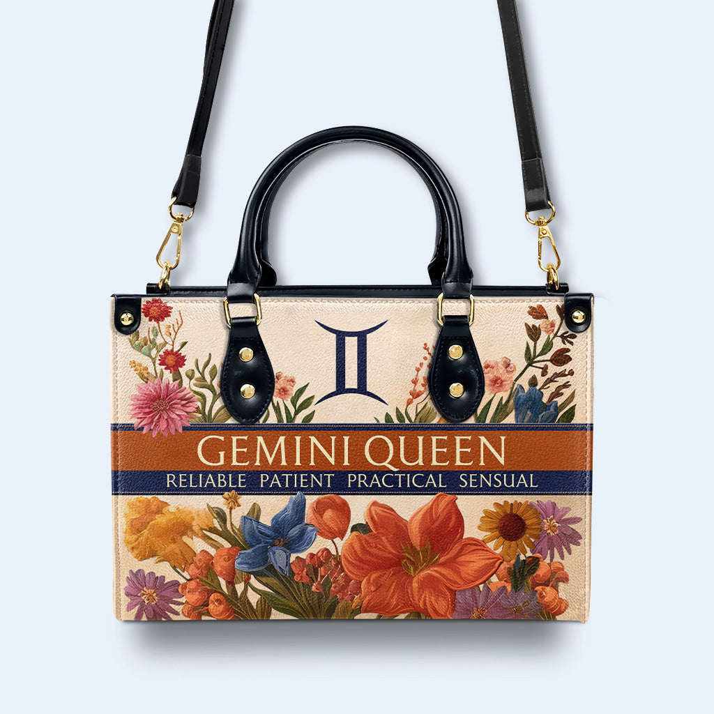 Zodiac Queen Flowers - Personalized Custom Leather Handbag - queen06flowers