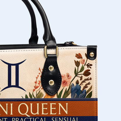 Zodiac Queen Flowers - Personalized Custom Leather Handbag - queen06flowers