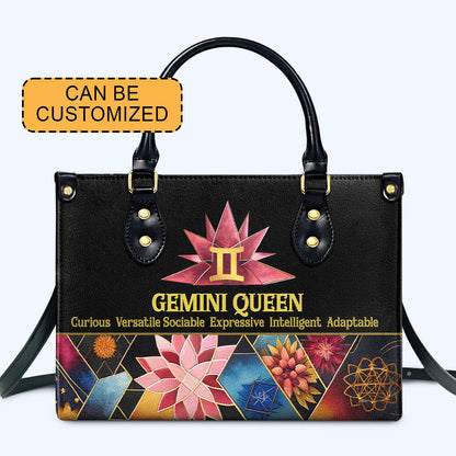 Zodiac Queen Black 08 - Personalized Custom Leather Handbag - queen08black