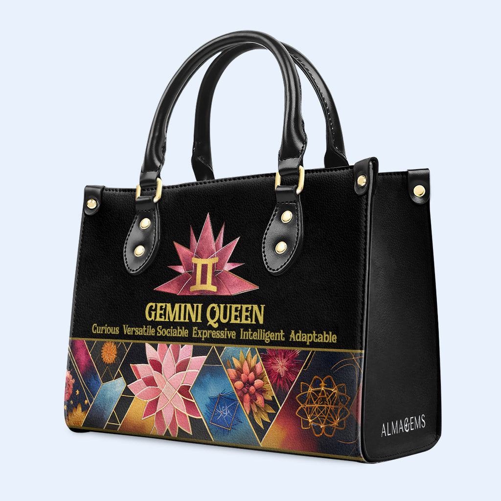 Zodiac Queen Black 08 - Personalized Custom Leather Handbag - queen08black