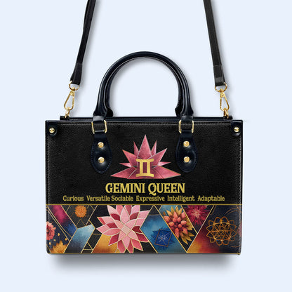 Zodiac Queen Black 08 - Personalized Custom Leather Handbag - queen08black