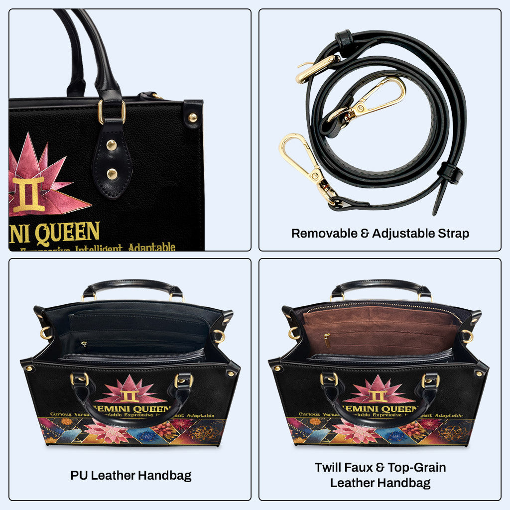 Zodiac Queen Black 08 - Personalized Custom Leather Handbag - queen08black