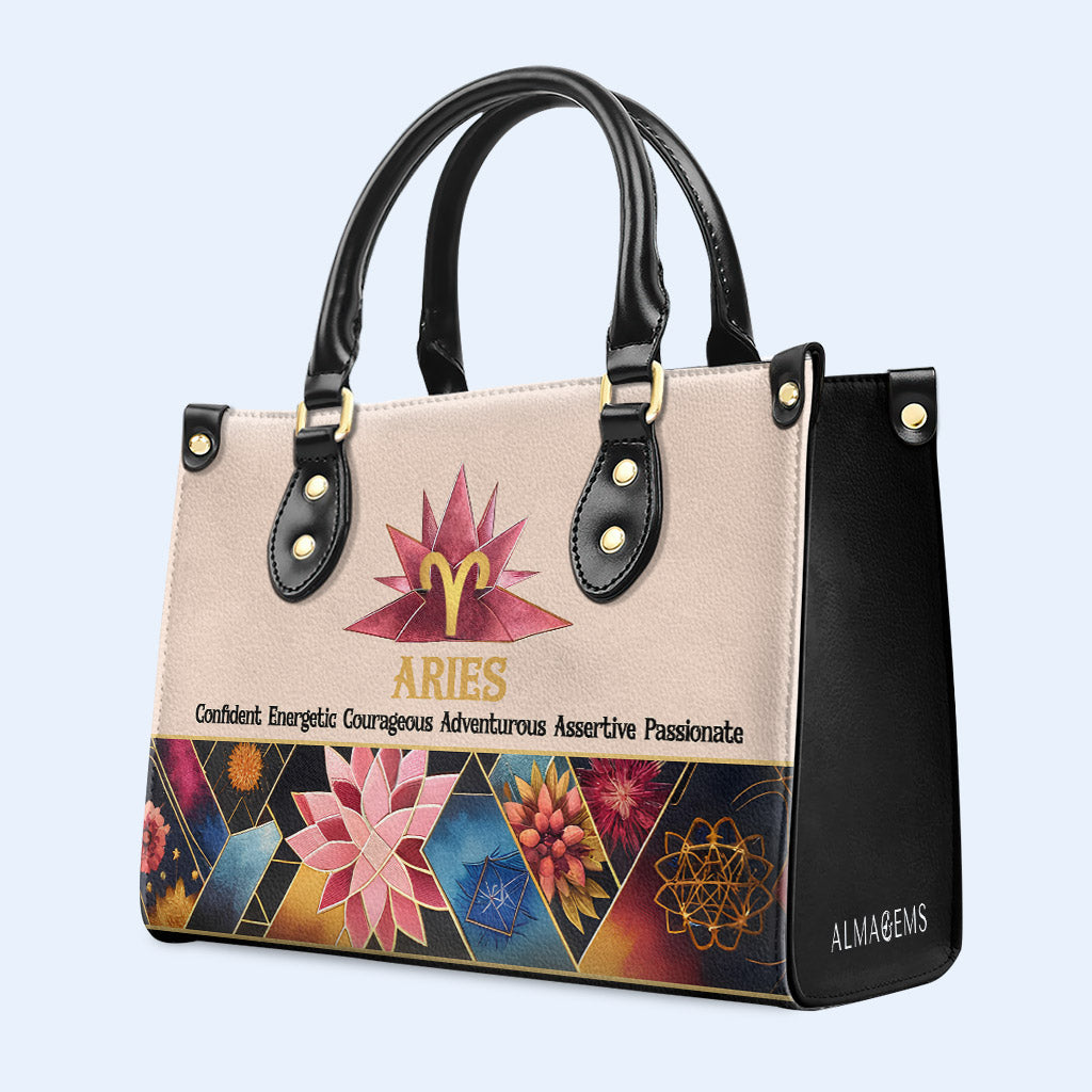 Zodiac Queen Flowers 08 - Personalized Custom Leather Handbag - queen08flowers