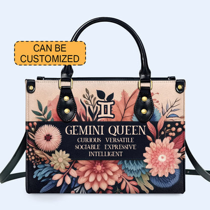 Zodiac Queen Flowers 10 - Personalized Custom Leather Handbag - queen10flowers