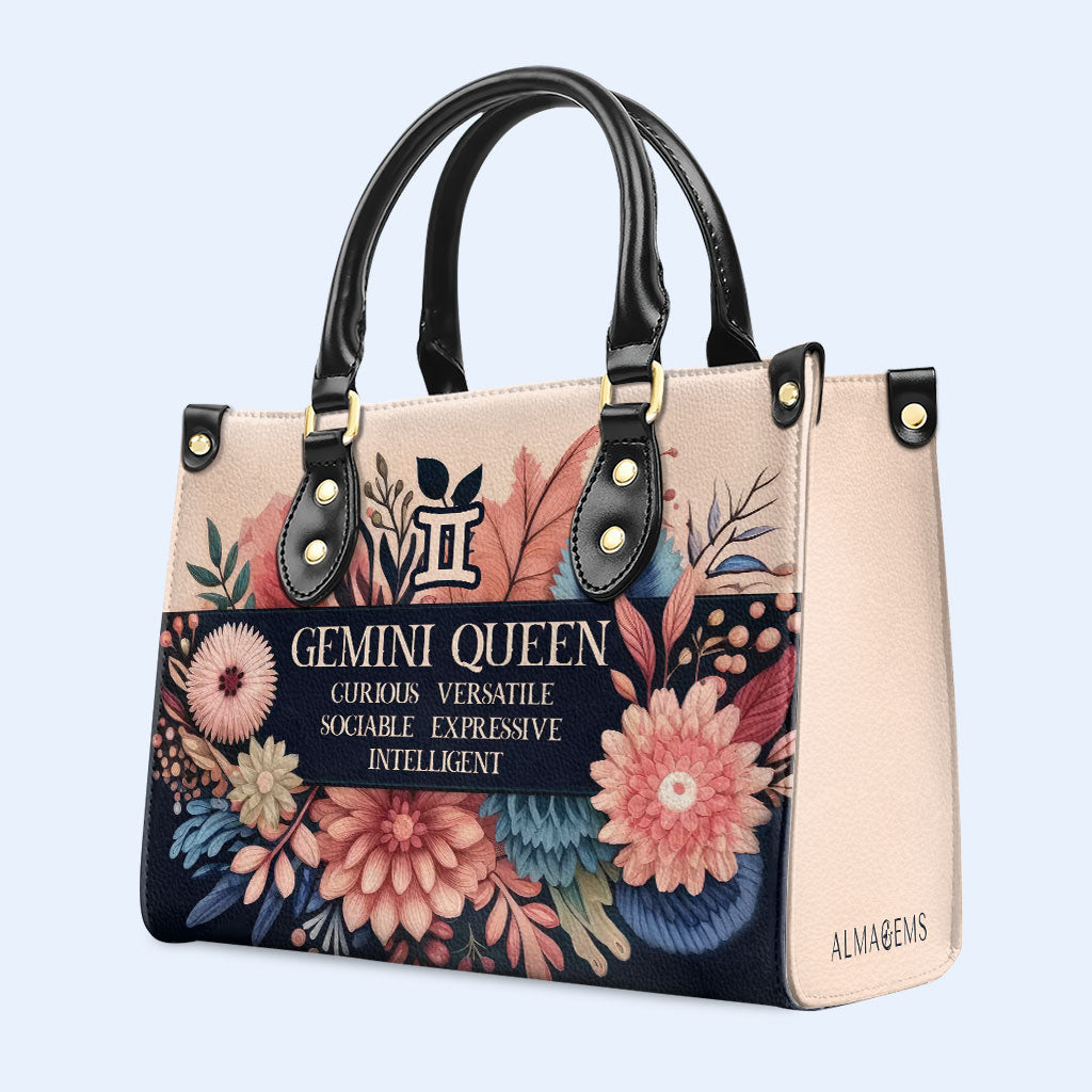 Zodiac Queen Flowers 10 - Personalized Custom Leather Handbag - queen10flowers