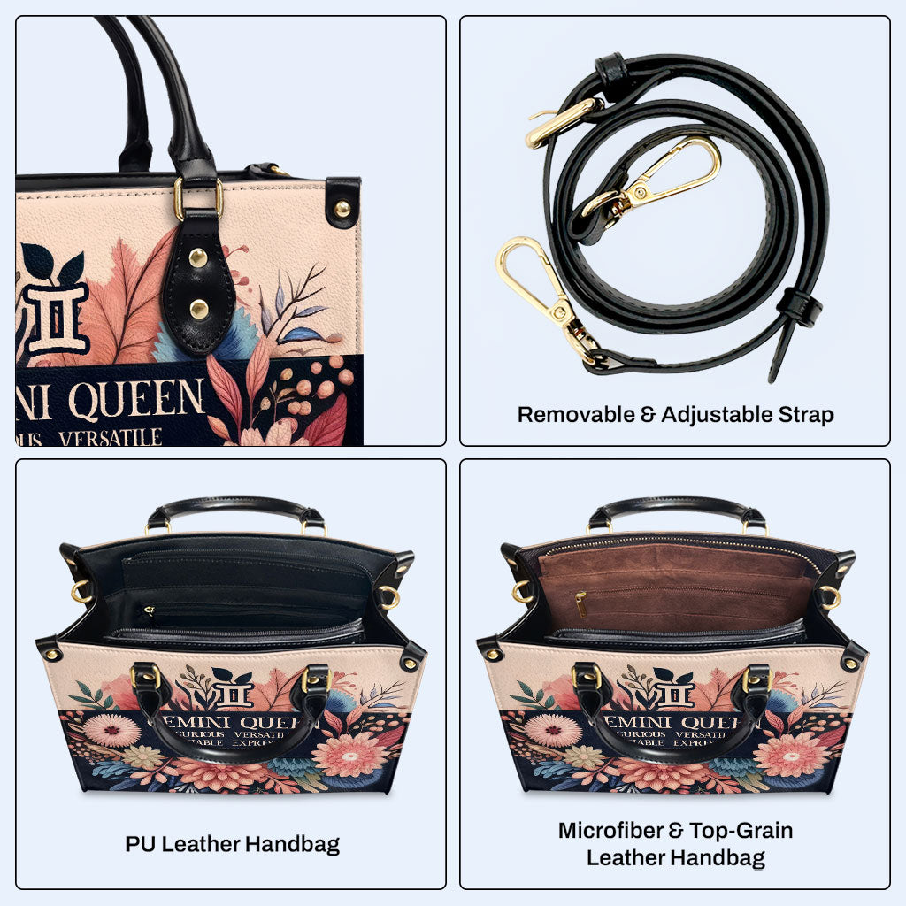 Zodiac Queen Flowers 10 - Personalized Custom Leather Handbag - queen10flowers