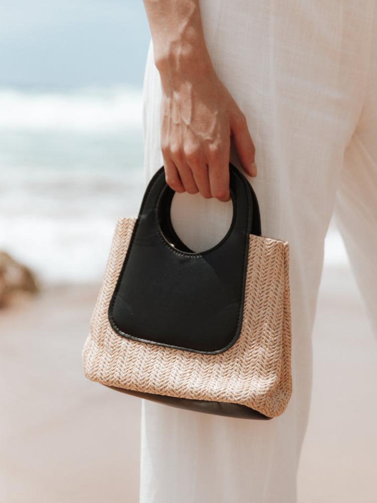 Sigrid Leather Straw Tote Bag