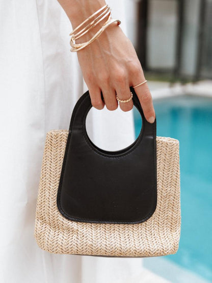 Sigrid Leather Straw Tote Bag