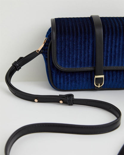 Vivianne Velvet Camera Bag - Sapphire Blue