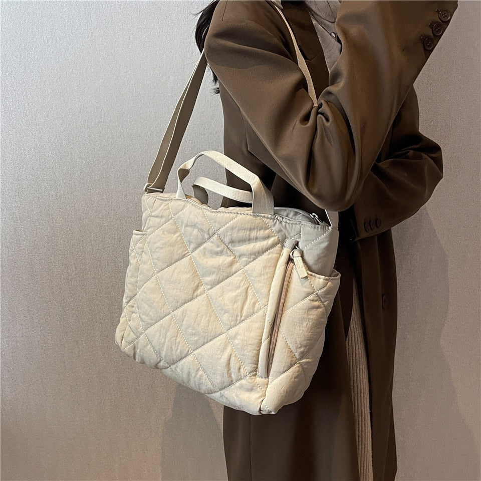 Olives Quilted Puffer Tote