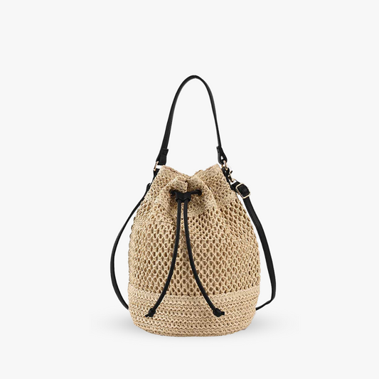 Olives Straw Bucket Bag