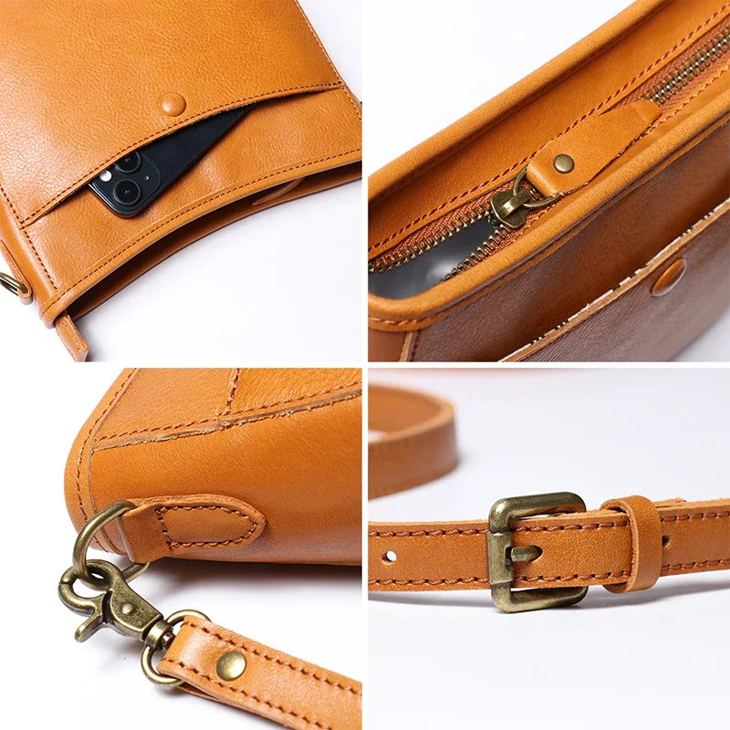 Classic Tanned Leather Crossbody Bag