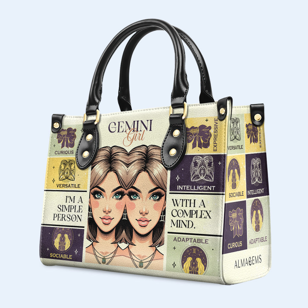 Gemini Girl 01 - Personalized Custom Leather Handbag - z_gem01